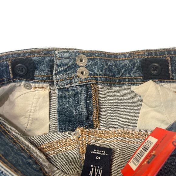 Gap Kids Denim Skirt 10 Regular Embroidered Roses Y2K Vintage Adjustable Waist - Picture 9 of 13